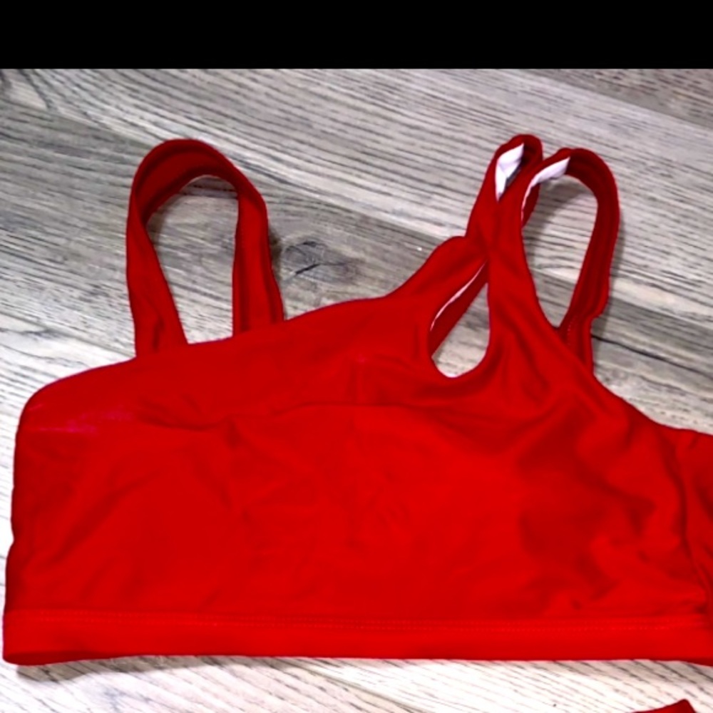 medium red high waisted bikini